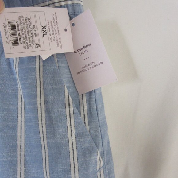Auden Pajama Set Blue White Striped Shorts Button Down Short Sleeve Size XXL NWT - Picture 13 of 14